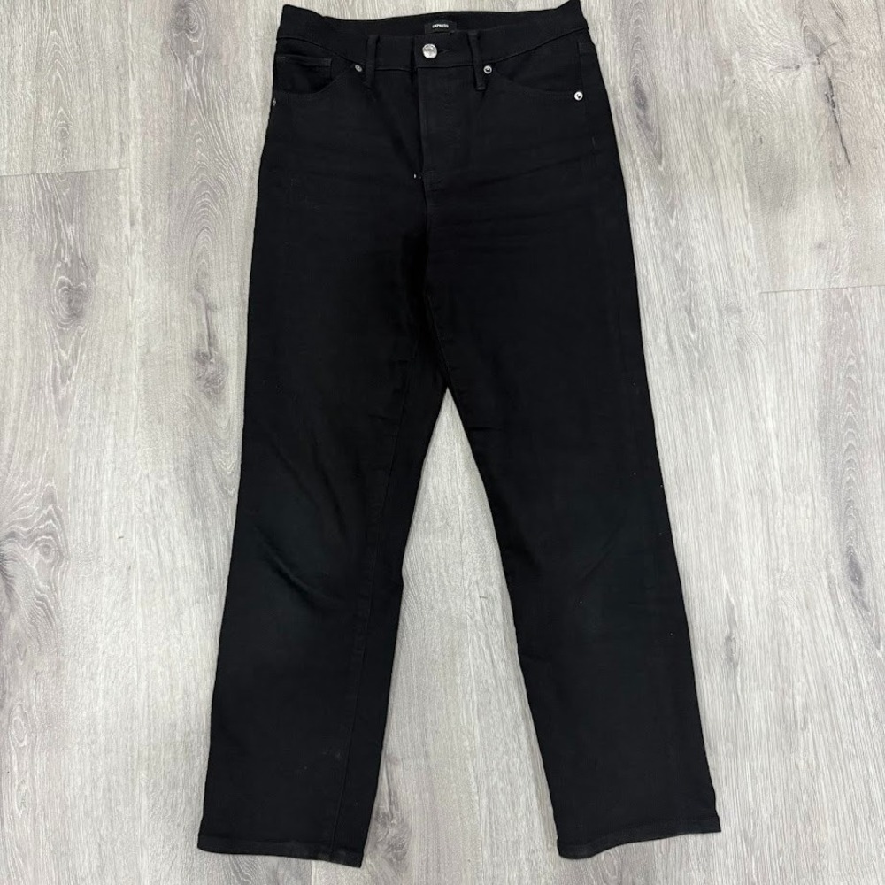 Express Conscious Edit Straight Ankle Jeans Womens Size 2R High Rise Black